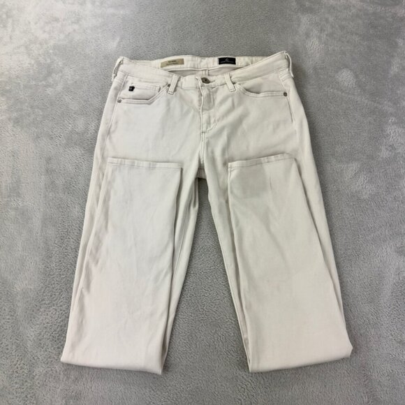 Ag Adriano Goldschmied Skinny Mid Rise Cigarette White Pants Women’s Size 27 US - Picture 1 of 14
